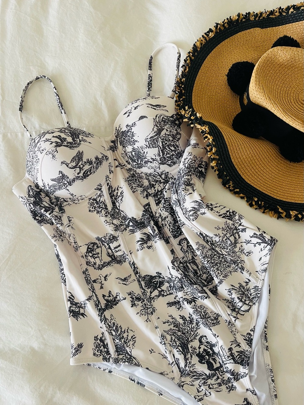 Black & White Vintage One-Piece Swimsuit